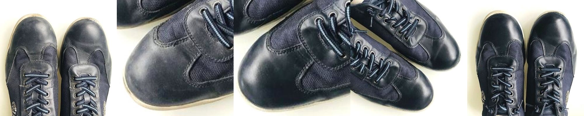 Odřené boty okopané špičky bot kožené modré tenisky oprava renovace modrý krém na boty shoe cream 117 Navy blue trg the one